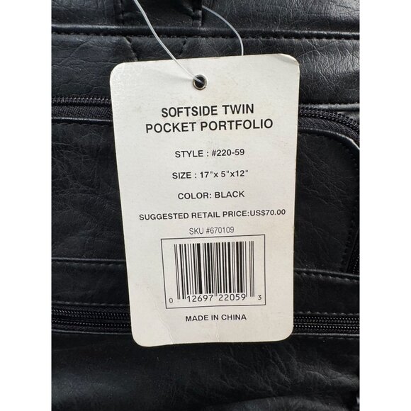 Monarch Black Leather Look Business Briefcase With Multiple Zippered Pockets & A - Picture 8 of 16